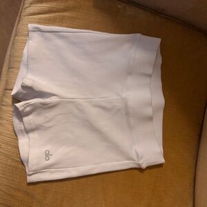 ALO Yoga Women's Ribbed White Bike Shorts